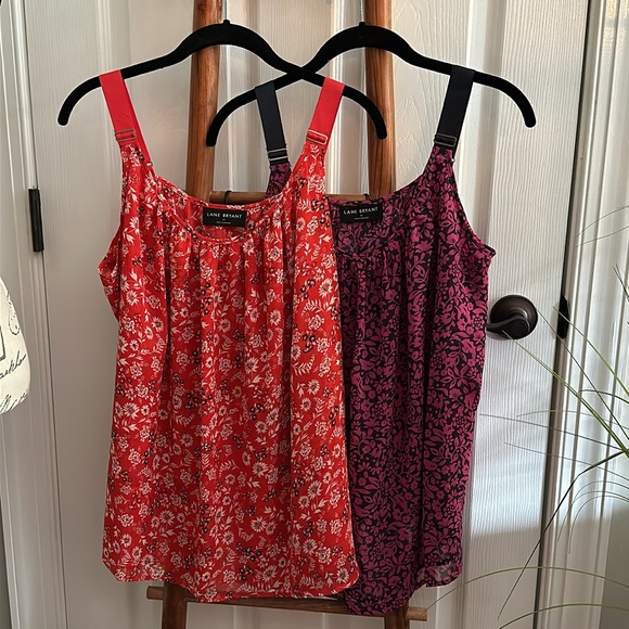 Lane Bryant Scoop Neck Cami, Red Floral & Fuchsia Floral. Size 20 NWOT - Picture 2 of 14